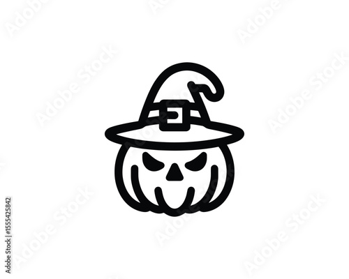 Halloween pumpkin cartoon with pointy witch hat