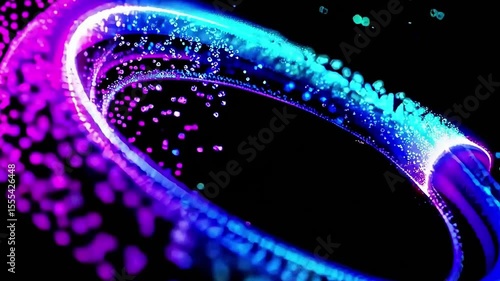 Seamless loop. Digital tunnel. Data stream and Internet connection technology. Glowing neon energy lines. Data flow 3d illustration.