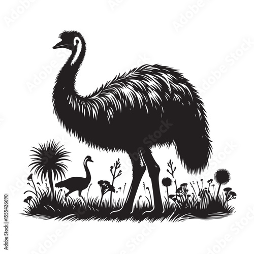ostrich vinyl ready vector illustration