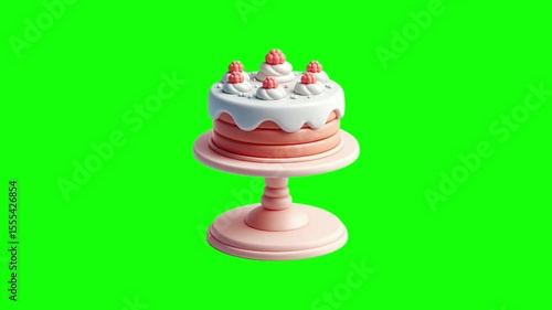 Cake stand green screen animation motion graphic in 4K high resolution.
