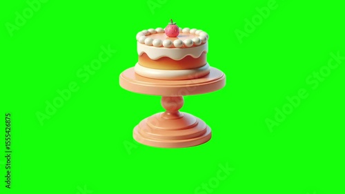 Cake stand green screen animation motion graphic in 4K high resolution.