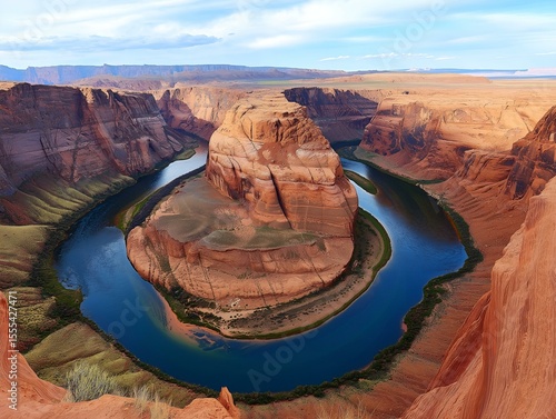 horseshoe bend, colorado river, canyon landscape, aerial view, scenic overlook, natural wonder
