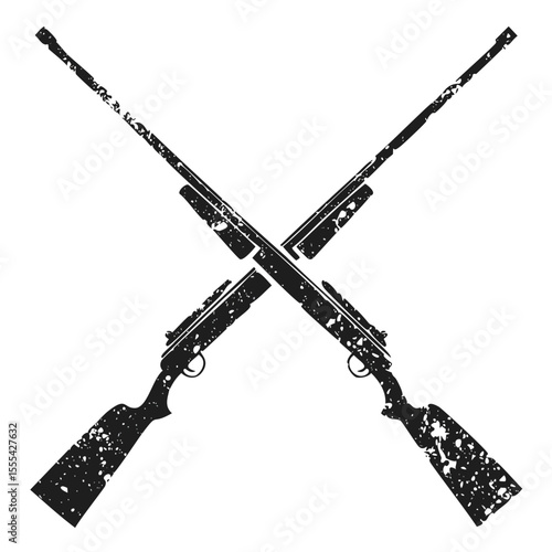 Crossed rifles vintage hunting weaponry design