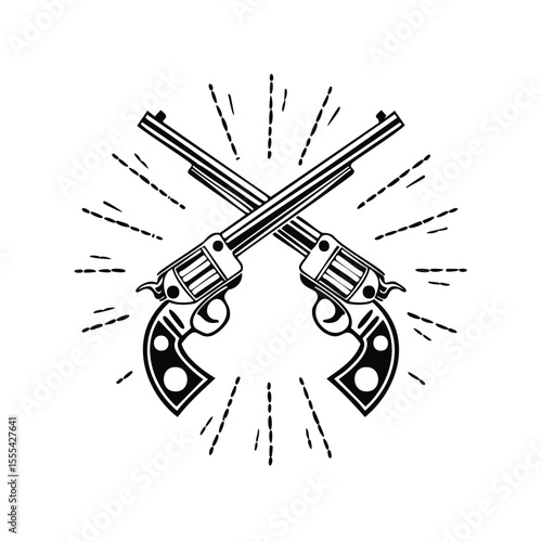 Crossed revolvers wild west gunslinger vintage design