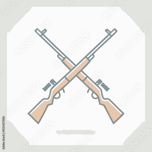 Crossed rifles military weaponry hunting arms vintage design
