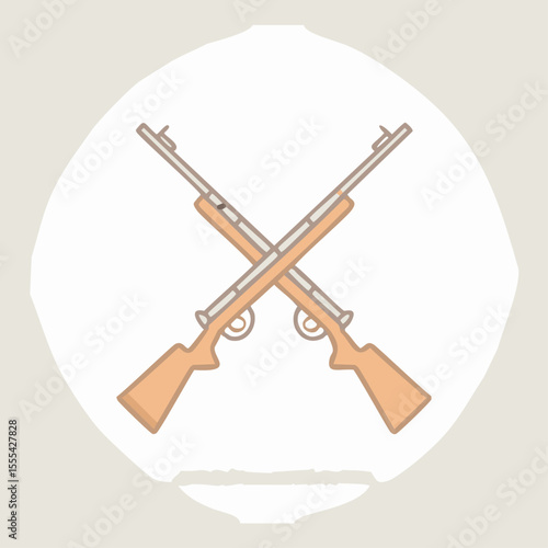 Crossed rifles vintage military weaponry hunting arms