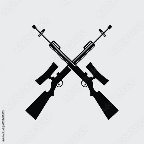 Crossed rifles military weaponry silhouette icon