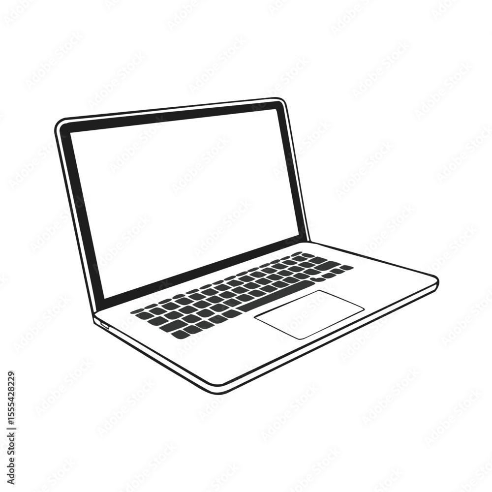 Modern laptop computer sketch illustration design Modern laptop computer sketch illustration design