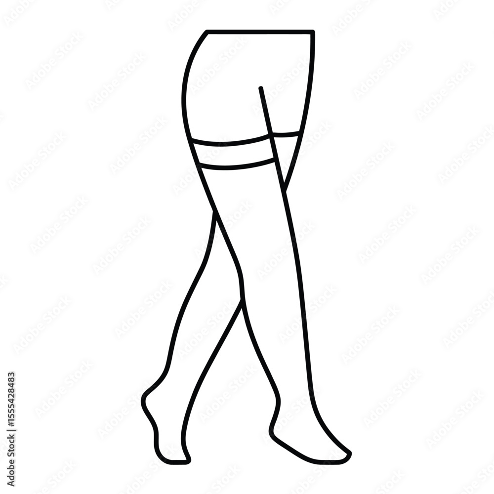 Stylized outline of a woman s legs wearing thigh high stockings with a band Stylized outline of a woman s legs wearing thigh high stockings with a band