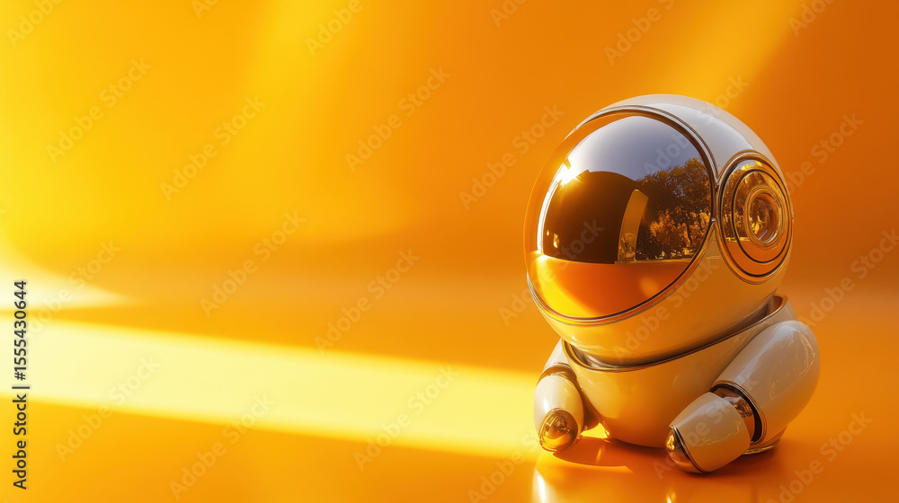 Fototapeta premium Cute Robot Astronaut in Golden Light