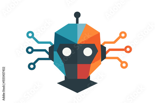 Futuristic Robot Glyph with Circuit Edges