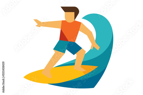 surfer on the beach vector illustration