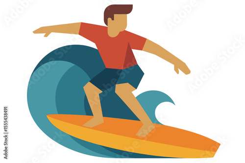 surfer on the beach vector illustration