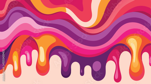 A vibrant abstract wave pattern in retro colors.

