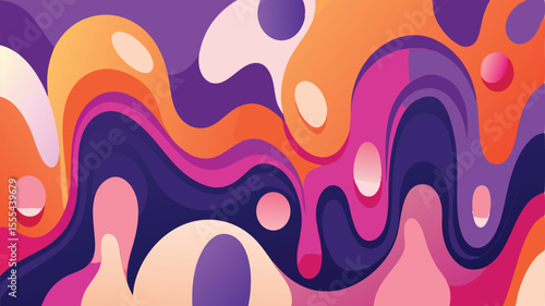 Bold and funky art style with vivid orange, pink, and purple tones.

