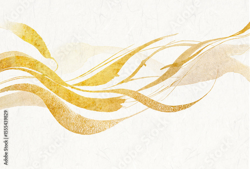 金色の毛筆アートのある和風背景