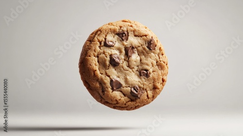 rendered cookie on a minimalist background, cookie in the air generative ai