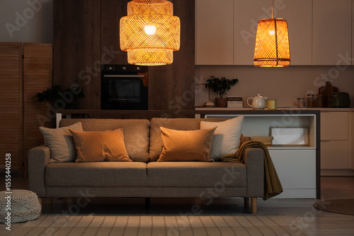 Cozy living room and kitche...