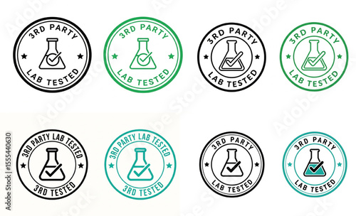 Set of round 3rd party lab tested badge icons