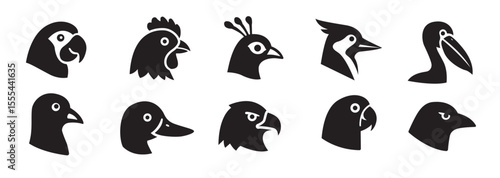 bird face icon set