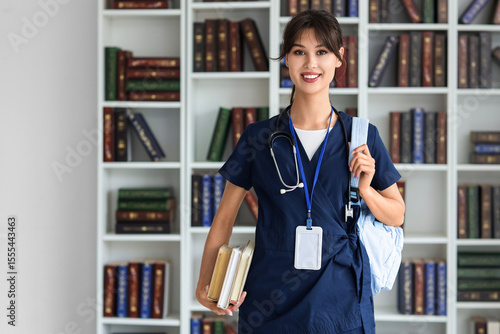 Female medical intern with ...
