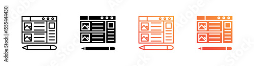 Blog Posts Multiple Style Icon Set Vector 