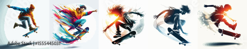 vector image man playing skateboarding white background