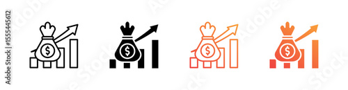 Profitability Multiple Style Icon Set Vector 