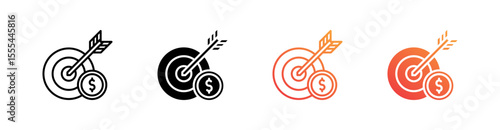 Financial Goal Multiple Style Icon Set Vector 