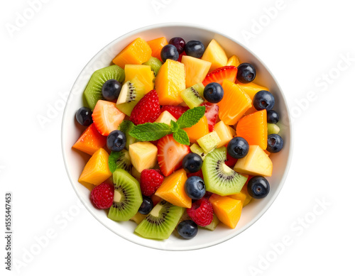 Fresh fruit salad in white bowl
