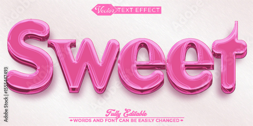 Cartoon Pink Sweet Vector Editable Text Effect Template