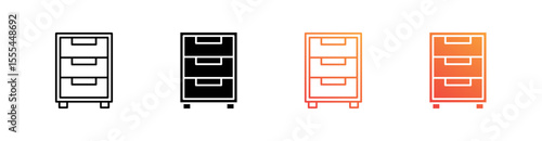 Drawers Multiple Style Icon Set Vector 