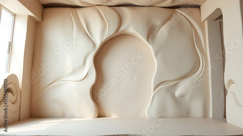 Fototapeta Naklejka Na Ścianę i Meble -  Abstract interior space with soft flowing forms and a modern aesthetic