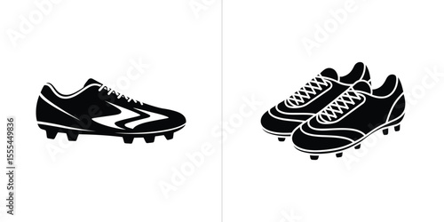 Black and White Graphics Soccer Cleats, One Single and a Pair SidebySide