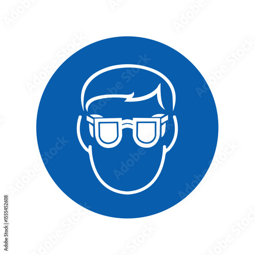 mandatory safety signs icon_wear safety goggles round shapes