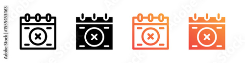 Closedown Multiple Style Icon Set Vector 