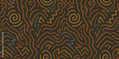 Contemporary Tribal Seamless Pattern, suitable for fashion design, decoration, fabric, wallpaper and printing on warm brown background