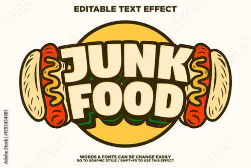 vintage retro style editable text effect with two hotdog illustration for store banner, poster etc