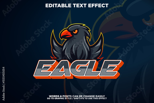 esport style editable text effect with black eagle mascot logo