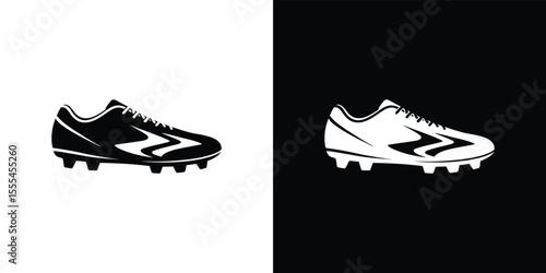 Football Boot Silhouette Black on White and White on Black, Sports Equipment