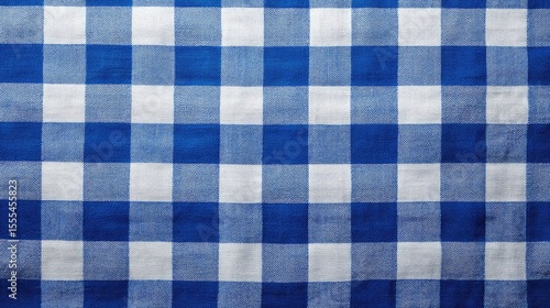 Blue and White Checkered Pattern Fabric Textile Background for Design Projects, Fashion, Home Decor, and Crafting Applications with a Classic Aesthetic Appeal