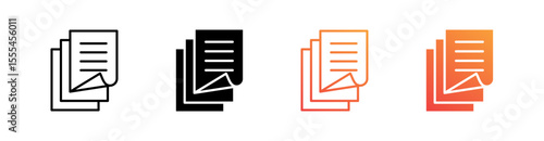 Files And Folders Multiple Style Icon Set Vector 