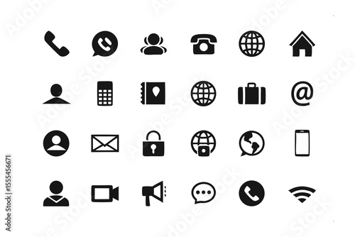Communication Icons: A collection of essential communication icons, perfect for various digital applications, offering a minimalist design for instant recognition.