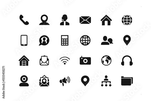 Essential Communication Icons: A comprehensive set of minimalist communication icons, perfect for web design, app interfaces, and graphic elements.