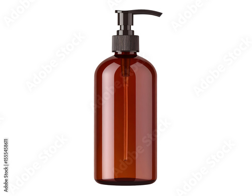Brown bottle with dispenser on black