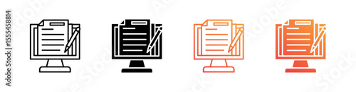 Desktop Computer Multiple Style Icon Set Vector 