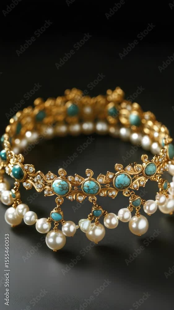 Handcrafted turquoise and gold beaded bracelet. Adjustable for a perfect fit, it's the perfect accessory for any outfit. Handcrafted turquoise and gold beaded bracelet. Adjustable for a perfect fit, it's the perfect accessory for any outfit.