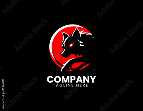 Vector logo of prowling wild wolf moving stealthily in natural wilderness setting