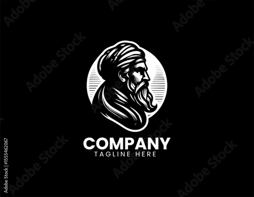 Noble Saladin Iconic Turban Legendary Crusader Islamic Hero Vector Logo Design