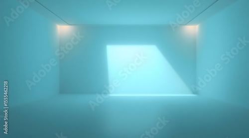 Wallpaper Mural Minimalist turquoise space showcasing an illuminated square opening Torontodigital.ca